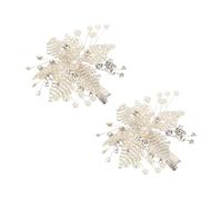 Beaupretty 2pcs Handmade Rhinestone Pearl Hair Clips Elegant Bridal Flower Side Barrettes Lightweight Comfortable Wedding Hair Accessories for Women Bridesmaids