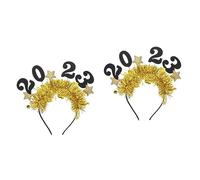 Beaupretty 2pcs Happy Year Headband Glitter Star Gold Hair Band Christmas Nye Party Decorations