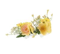 Beaupretty 2pcs Hawaiian Flower Hair Accessories Frangipani Hair Clip Bridesmaid Floral Hairpiece Faux Hibiscus Clip Artificial Flower Side Comb Women Barrette Yellow