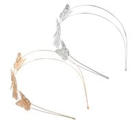 Beaupretty 2pcs Hollow Butterfly Headband Hair Crown for Wedding Prom Party Accessory Gold and Silver Colors for Women Photo Shoots