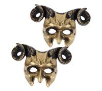 Beaupretty 2pcs Horned Devil Mask Lightweight Half Face for Halloween Parties Festivals and Cosplay Unique Decorative Costume Props for Adults