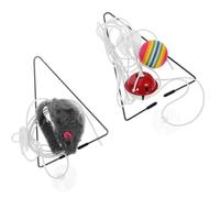 Beaupretty 2pcs Indoor Hanging Cat Set with Elastic Jumping Mouse and Bell Ball, Door-clamp Self-entertainment Teaser Lanyard for Kitten Play and Feline Activity
