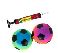 Beaupretty 2pcs Inflatable PVC Football for Random Color Inflator Large Thickened Rainbow Ball for Outdoor Summer Play and Group Entertainment Random Color
