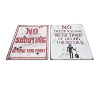 Beaupretty 2pcs Iron Caution Sign Resistant to Rust and Bending, Retro Style Weatherproof Warning Signs for Outdoor Yard and Private Property Use