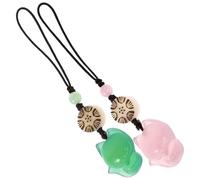 Beaupretty 2pcs Jade Agate Fox Shape Phone Charms Green Pink Mobile Pendant Keychain Decor for Cell Phones and Bags