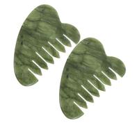 Beaupretty 2pcs Jade Facial Tool Scalp Massage Comb in Light Green Ergonomic Multi Purpose Gua Sha Scraping Massage Board for Skin and Hair Care Portable Relaxing Head Massager for Travel and