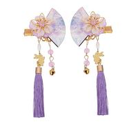Beaupretty 2pcs Japanese-style Fan Shape Hairpins with Tassels Alloy Hair Clips for Women Elegant Floral Design for Parties Weddings and Daily Wear