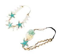 Beaupretty 2pcs Lace Seashell Headband for Women Elastic Floral Hair Accessories for Festivals Weddings and Photography