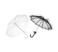Beaupretty 2pcs Lace Wedding Umbrella Parasol Black White for Outdoor Events Tea Party Bride Decor