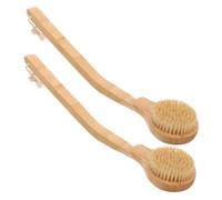 Beaupretty 2Pcs Long Handled Bathing Brush Exfoliating Back Scrubber for Elderly and Disabled Gentle Cleaning Massage Brush Safe and Durable Khaki