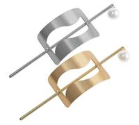Beaupretty 2pcs Metal Hair Clips for Women Vintage Style Pearl Hair Sticks and Pins Smooth Surface Non Slip Bun Clips in Gold and Silver