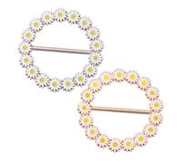 Beaupretty 2pcs Metal Scarf Buckles Silk Shawl Clips with Daisy Design for Women Elegant Round Gold and Silver Corner Clips for Clothes Fashionable Accessory for Home Party Wedding Use