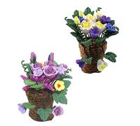 Beaupretty 2Pcs Micro Landscape Bonsai Mini Flower Basket Decor for Dollhouse Charming Home Decoration for Miniature Scenes and DIY Projects