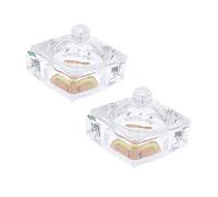 Beaupretty 2pcs Mini Crystal Nail Art Glass Cups with Lids Small Octagon Acrylic Liquid Containers for Mixing Powder and Gel Base Portable Nail Salon Supplies for Professionals and Personal