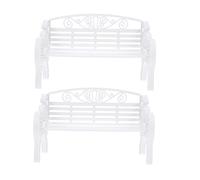 Beaupretty 2pcs Mini Garden Bench Model for Dollhouse High Simulation Miniature Park Bench with Seat and Arms Decorative Photo Prop and Doll Furniture Accessory White