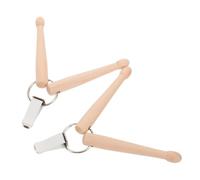 Beaupretty 2pcs Mini Wooden Drumsticks Keychain Percussion Key Rings for Drummers Portable Musician Accessory Stylish Compact Design Music Enthusiasts