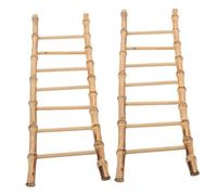 Beaupretty 2pcs Miniature Bamboo Ladder Set Decorative Fairy Garden Ornament for Dollhouse Furniture DIY Craft Accessory for Micro Landscape Decor
