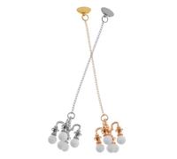 Beaupretty 2pcs Miniature Ceiling Lamp Ornament Mini Hanging Chandelier Model for Dollhouse Living Room Decor Round White Globe with Gold and Silver Finish DIY Mini House Accessory for