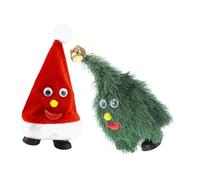 Beaupretty 2pcs Musical Rotating Xmas Tree and Santa Hat Animated Dancing Christmas Party Hat Decoration Battery Operated Festive Home and Office Entertainment