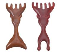 Beaupretty 2pcs Natural Handmade Sandalwood Scalp Massage Comb Set - Seven-Claw and Split-Tooth Wide Tooth Meridian Massage Tools for Hair, Face, and Full-Body Relaxation Therapy