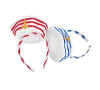 Beaupretty 2Pcs Navy Captain Hat Headbands Hair Hoops for Halloween Cosplay Party Creative Nautical Sailor Costume Accessory Blue and Red Festive Decor for Christmas and Special Occasions