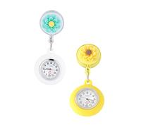 Beaupretty 2pcs Nurse Pocket Watch Quartz Hanging Watch with Silicone Case Tea Yellow and Light Green for Medical Professionals in Healthcare Settings