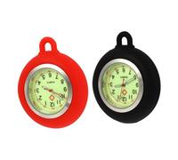 Beaupretty 2pcs Nursing Pocket Watch Dials Set with Glow-in-The-Dark Flexible Band, Quartz DIY Nurse Fob Watch Parts for Medical Staff, Black and Red for Healthcare Use