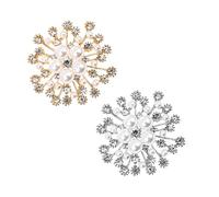 Beaupretty 2Pcs Pearl Rhinestone Snowflake Brooches for Women Decorative Pins for Clothing Fashion Accessories for Parties Christmas Special Occasions