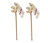 Beaupretty 2pcs Pearl Tassel Floral Hair Chopsticks Alloy Hair Bun Holder Vintage Chinese Style for Women Traditional