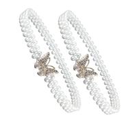 Beaupretty 2pcs Pearl Waist Chain Belt White Pearl Body Chain with Bowknot Accent Stretchable and Durable for Wedding Festival Rave and Dress Up Events