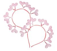 Beaupretty 2pcs Pink Heart Headbands with Sequins, Loving Heart Hair Accessories for Valentine’s Day, Wedding, Party Photo Props, Women Hair Bands
