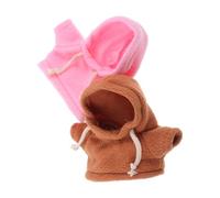 Beaupretty 2Pcs Plush Bear Doll Clothes for Stuffed Animals Winter Hoodies Doll Accessories Brown and Pink Creative Dress Up Outfits