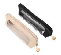 Beaupretty 2pcs Portable Clear Makeup Brush Bag Transparent PU Travel Cosmetic Organizer Pouch Zippered Handheld Storage for Women Home Office