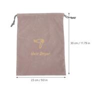 Beaupretty 2Pcs Portable Drawstring Hair Dryer Bags Velvet Fabric Pouch 23X30Cm Light Grey Storage Organizer for Travel and Hotel Use