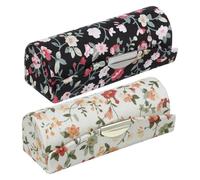 Beaupretty 2PCS Portable Lipstick Case Box Mirror Floral Cloth Lip Balm Holder for Travel Compact Lipstick Storage Container for Makeup Organization