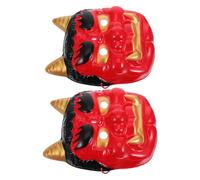 Beaupretty 2pcs Prajna Mask Japanese Samurai Demon Mask Punk Face Cover for Masquerade Halloween Party Funny Cosplay Prop for Carnival Dress-up