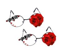 Beaupretty 2pcs Punk Style Lolita Glasses for Women Gothic Cosplay Steampunk-inspired Eyewear with Rose Accents Rivet Floral Details Retro Vintage Party Accessories