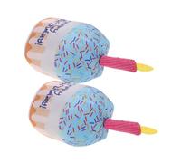 Beaupretty 2pcs Puppy Squeaky Dog Interactive Chewing Plush Birthday Cake Shaped Fun Entertainment Indoor Playing for Puppies and Dogs