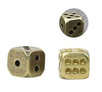 Beaupretty 2Pcs Pure Dice Heavy Solid Brass Playing Game Tool for Bar and Poker Night Weighted with Numbers Collectible for Board Games and Party Favors
