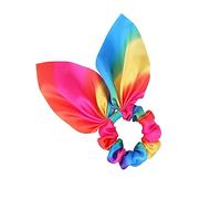Beaupretty 2pcs Rainbow Rabbit Ear Hair Tie Cloth Hair Band Tassel Elastic Ponytail Holder for Girls Boys and Girls Style Accessory