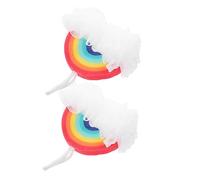 Beaupretty 2Pcs Rainbow Shower Mesh Ball Scrubber Soft Bath Body Pouf for Gentle Exfoliation for All Ages Enhance Your Shower Experience with Comfortable and