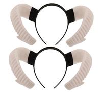 Beaupretty 2pcs Realistic Sheep Horn Headband Cosplay RAM Horns Headdress with Sheep Ear Simulation Lightweight Comfortable Animal Costume Hairband for Themed Parties and Photo Shoots