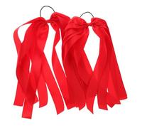 Beaupretty 2pcs Red Ribbon Bow Hair Ties for Girls Women Hair Bow Elastic Scrunchies Silk Satin Accessories