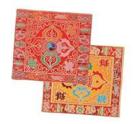 Beaupretty 2pcs Religious Sound Bowl Cushions Non Slip Double Layer Embroidered Buddhist Craft Pads for Meditation and Healing Durable Yellow and Red Decorative Mats