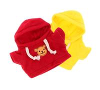 Beaupretty 2pcs Replaceable Stuffed Bear Clothes for Plush Doll Soft Hoodie Garments in Yellow and Red Compact and Delicate Doll Costume for Birthday Party and Daily Wear