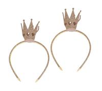 Beaupretty 2pcs Reusable Soft Fabric Crown Headbands for Women Birthday Party Comfortable Princess Tiara Hairbands Gold Queen Costume Accessories for Halloween Christmas
