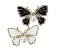 Beaupretty 2pcs Rhinestone Butterfly Brooch Pin Elegant Lapel Pins for Women Nature-inspired Butterfly Shape Corsages with Crystal Beads Versatile Shawl Clip Badge for Jackets Dresses and