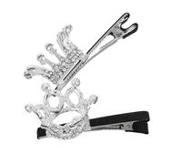 Beaupretty 2Pcs Rhinestone Crown Hair Clips Elegant Hair Bang Accessories for Little Lightweight and Comfortable Dangle Hairpins for Dress Up Photography and Special Occasions