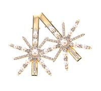 Beaupretty 2pcs Rhinestone Pearl Hairpin Snowflake Hair Clips Elegant Women Hair Accessories Party Christmas