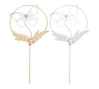 Beaupretty 2pcs round Shape Cake Toppers for Birthday Party Synthetic Material Dessert Cake Decor Accessories Beautiful Look with Delicate Fine Production and Parties